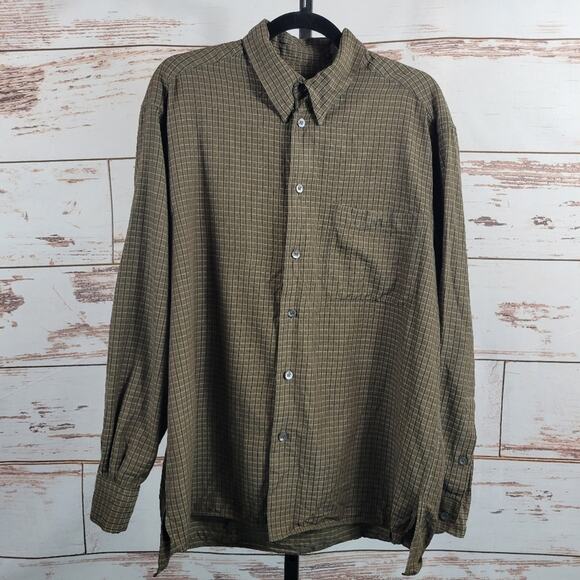 Ermenegildo Zegna Plaid Button Up Wool Blend Brown Size XL - Picture 1 of 5